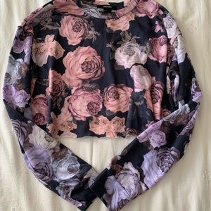 Cropped Floral Sweater Size S